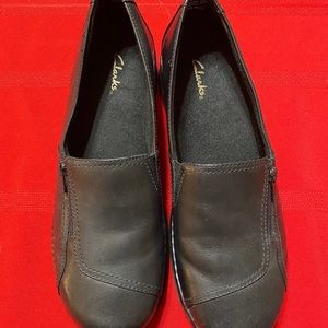 Clarks Leather Slip-On Comfort‎ Loafers 1.25” Heel